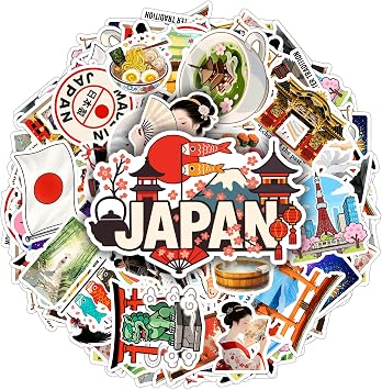 100 Pieces Japan Japanese Travel Stickers Tokyo Party Decorations | Vinyl Waterproof Cute Decals for Water Bottle Laptop Tumbler Journal Luggage Car, Funny Gifts for Adults Men Women Teens