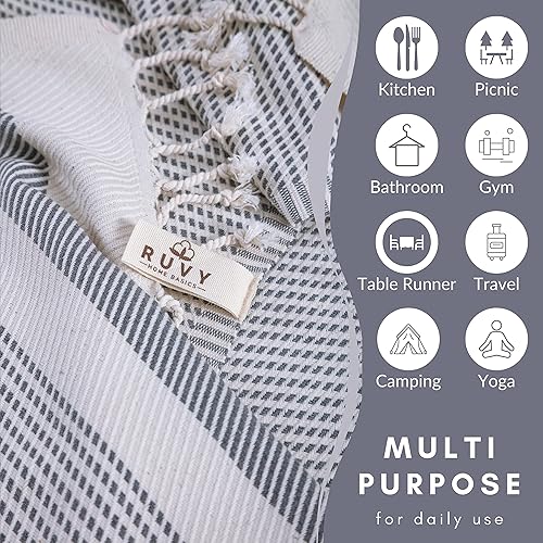 Miniatura 4 de Ruvy Home Basics - Juego de 2 toallas de mano turcas para baño, 18 x 40 pulgadas, algodón, toallas de mano de baño y toallas de mano decorativas