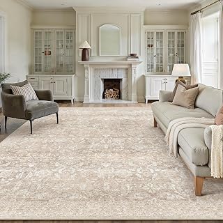 PureCozy Vintage Beige Living Room Carpet 300X400Cm Large Bedroom Rug Washable Non Slip Rugs Short Pile Carpet Dining Room Office Kids Room Rug Indoor Floor Mat | Halkfri,Sovrumsmatta,Kort Lugg Carpet,Matsal Rugs,Kontor Carpet,Barnrum,Inomhusbruk Golvmatta