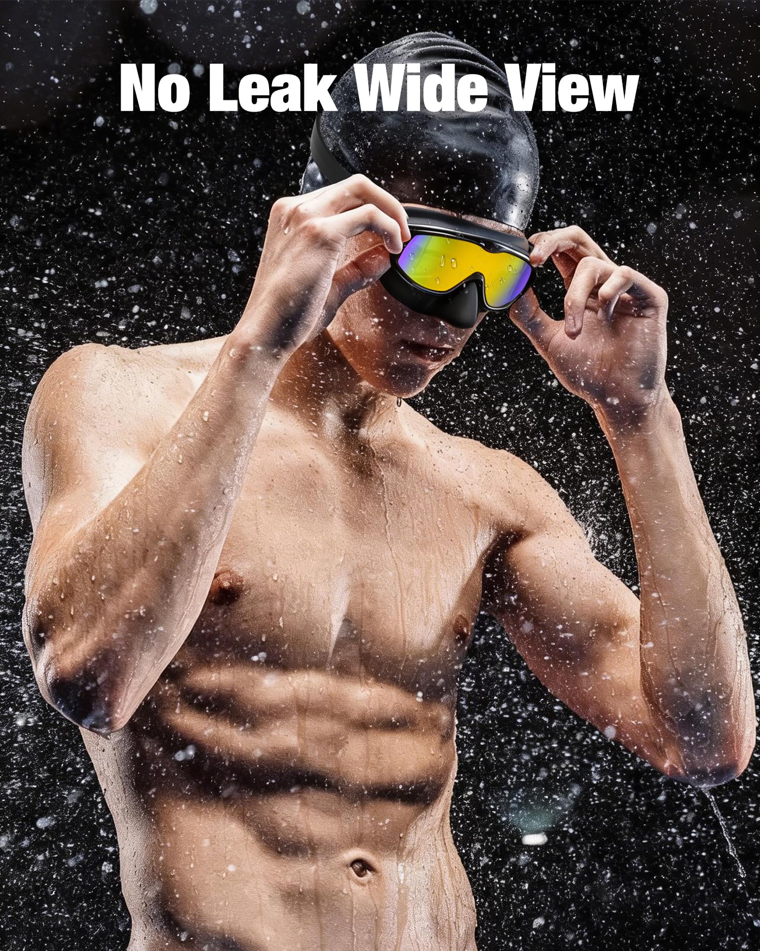 Aegend Gafas de natación con cubierta de nariz para adultos, paquete de 2 gafas de natación de visión amplia, antivaho, UV, sin fugas, para hombres y mujeres
