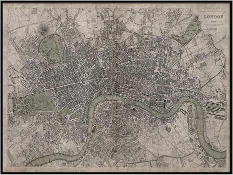 Amazon.com: London Map, Vintage Map Of London, England, Vintage Wall Art, Home Decor, Framed Options Available, Circa 19Th C: Posters & Prints