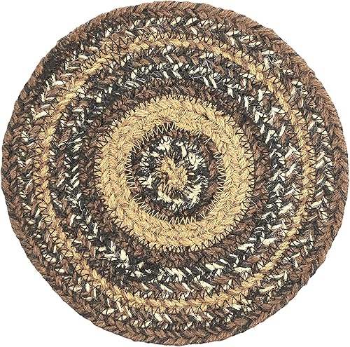 Miniatura 4 de VHC Brands Salvamanteles espresso para ollas y sartenes, marrón negro tostado, mezcla de yute, círculo redondo, 8 pulgadas