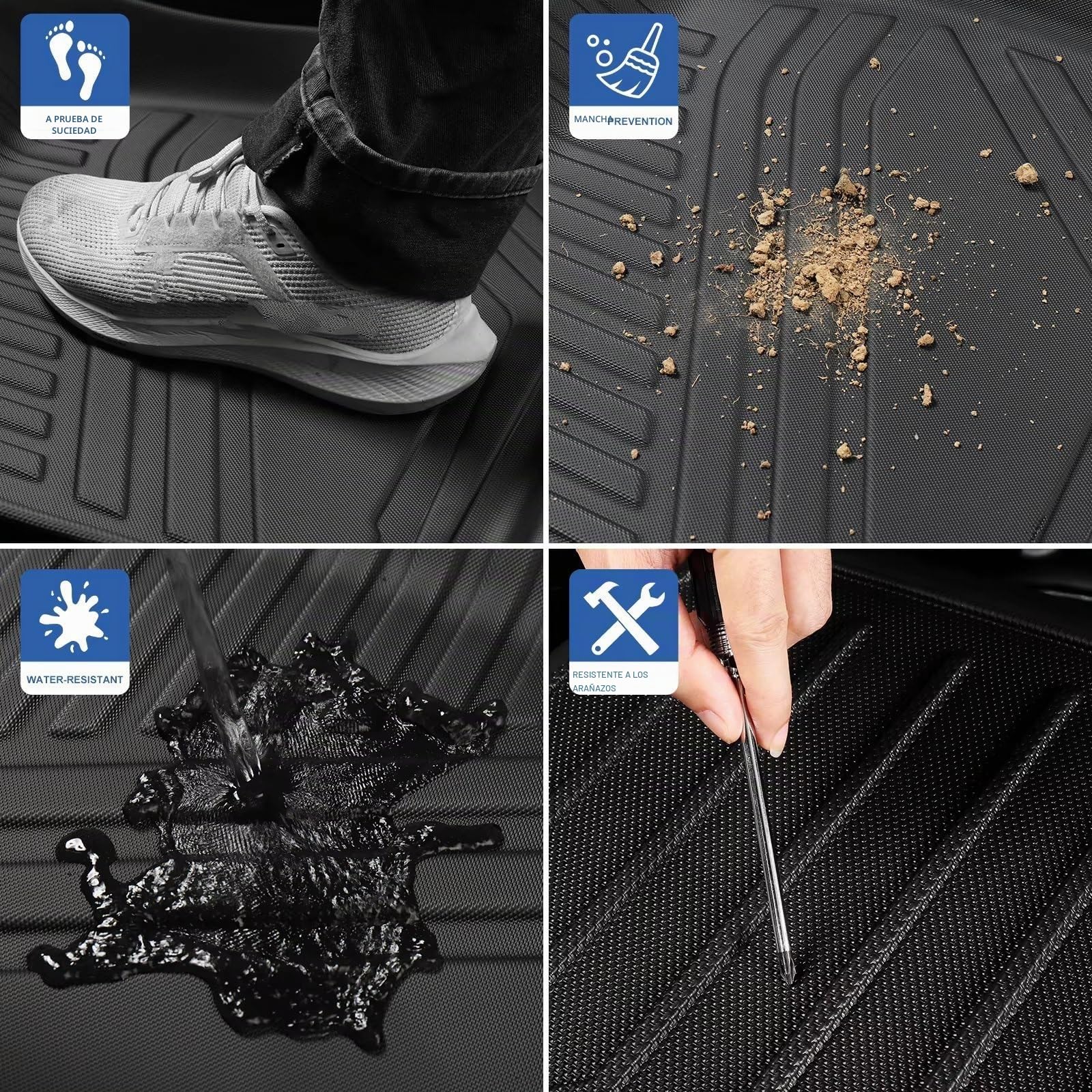 Alfombra Estera Maletero para Volvo EX30 2024 2025 Revestimiento Carga Almohadilla Maletero TPE 3D Impermeable Bandeja Sin Olor Color Negro Funda Maletero Coche