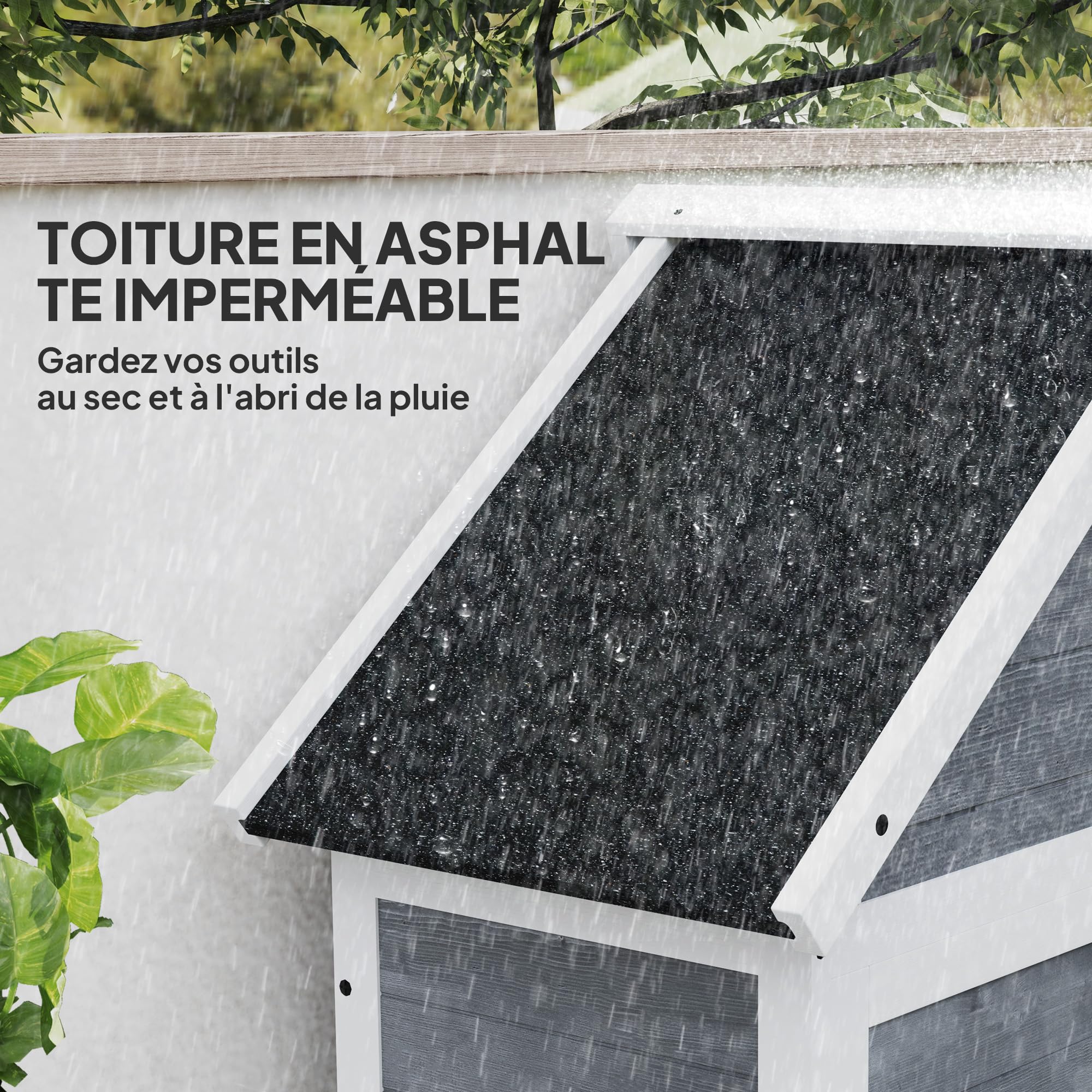 Outsunny Abri de Jardin + Armoire de Rangement en Bois, cabane de Jardin extérieur intérieur avec Toit incliné en Asphalte, étagères et Portes verrouillables, Armoire à Outils pour Balcon, Gris