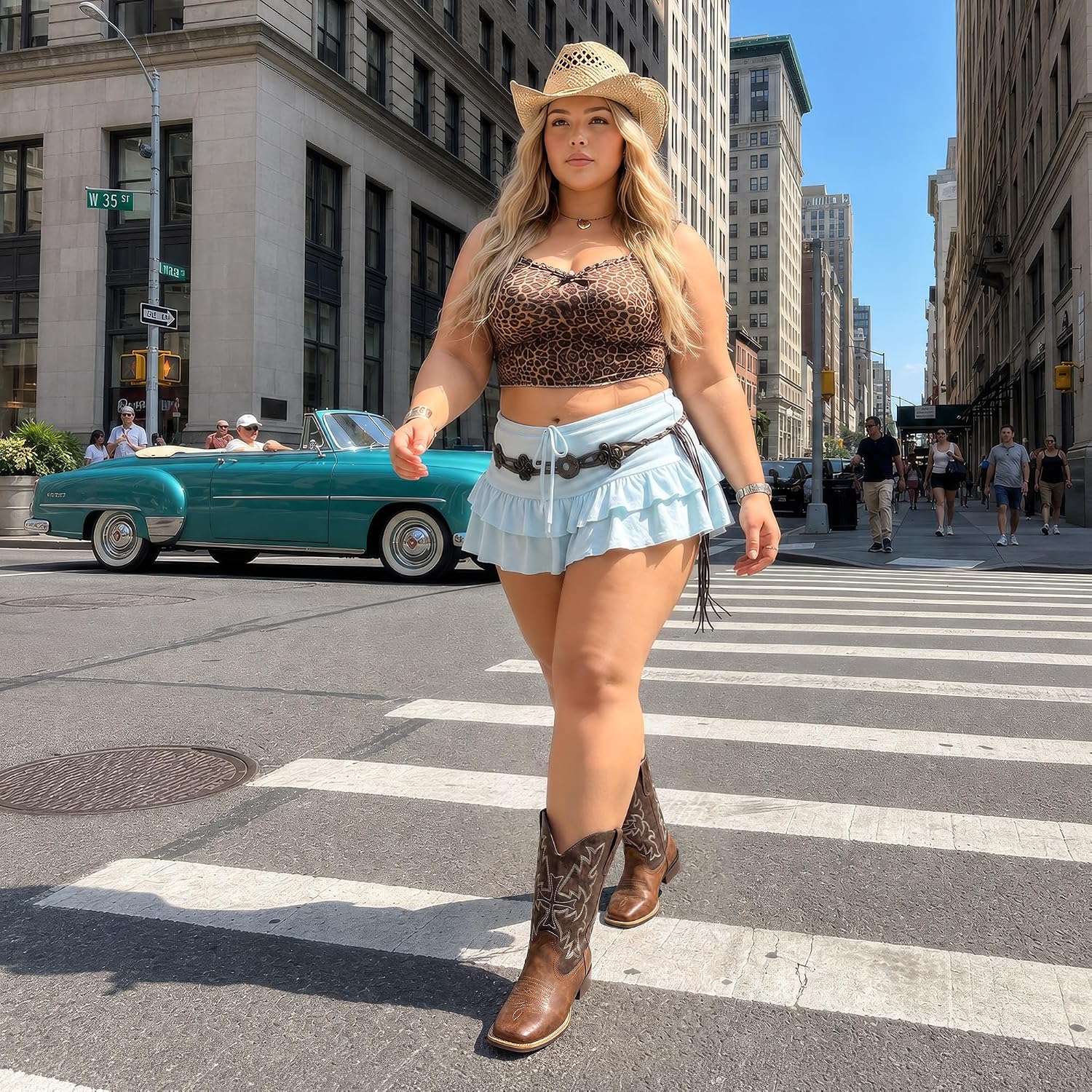 SheSole Extra Wide Calf Cowboy Boots for Women | Square Toe, Classic Stitching with Earth Tones, Removable Cushion Insoles, Roomy Comfort for Full-Figured Calves