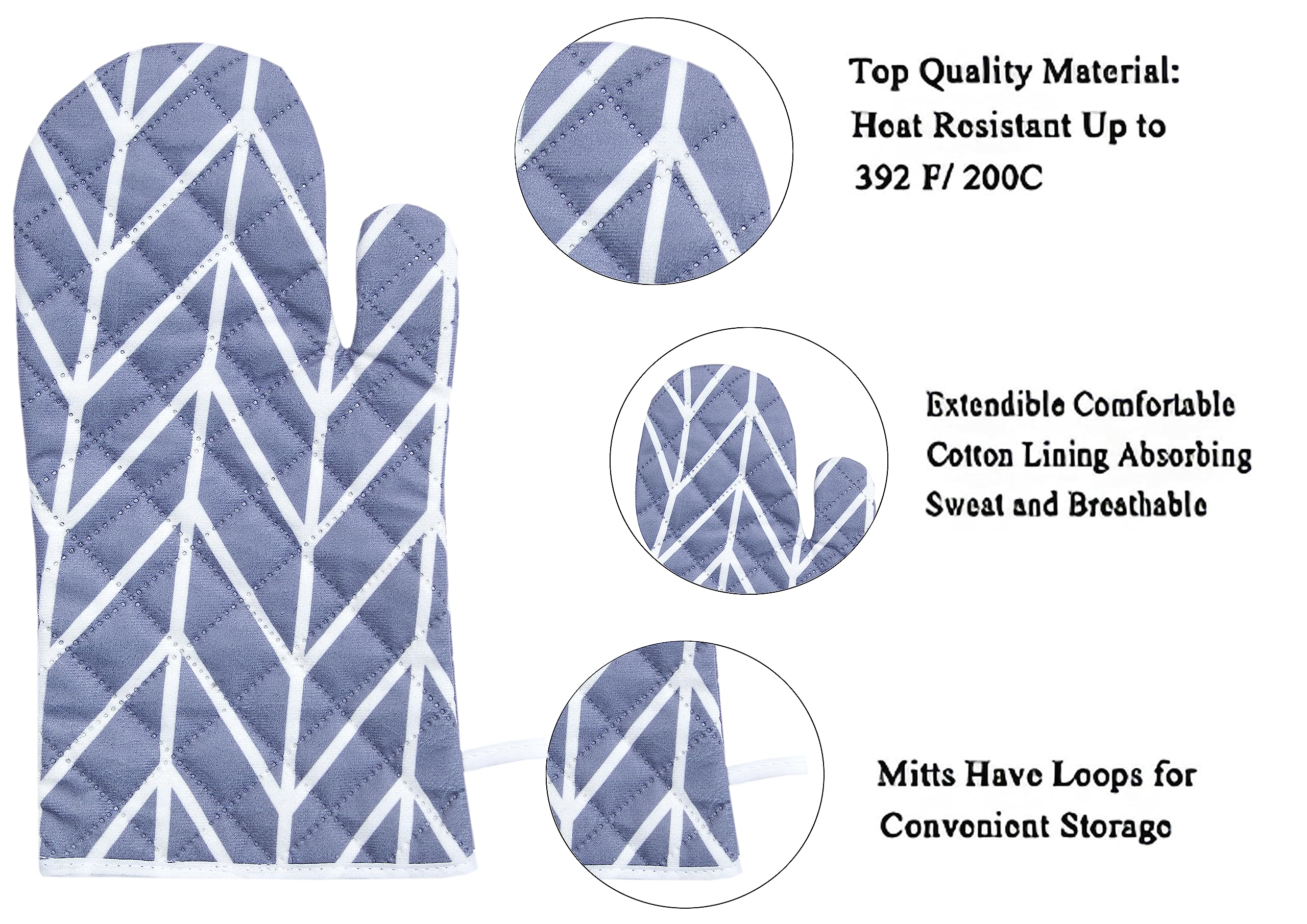 AAZEEM Oven 1 Mitt and 1 Pot Holder with Recycled Infill Silicone Non-Slip Cooking Gloves for Cooking Baking Grilling (2-Piece Set,Grey) - Image 4 thumbnail