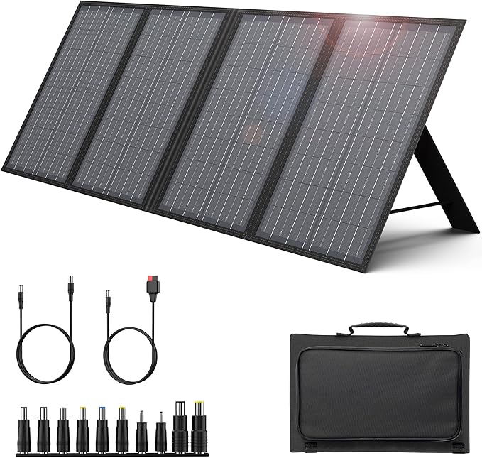 Foldable Solar Panel Charger 60W with 18V DC Output (11 Connectors) for 100W~350W Portable Power Stations Jackery/Rockpals/Flashfish/Enginstar, Portable Solar Generator for Outdoor Camping Van RV Trip