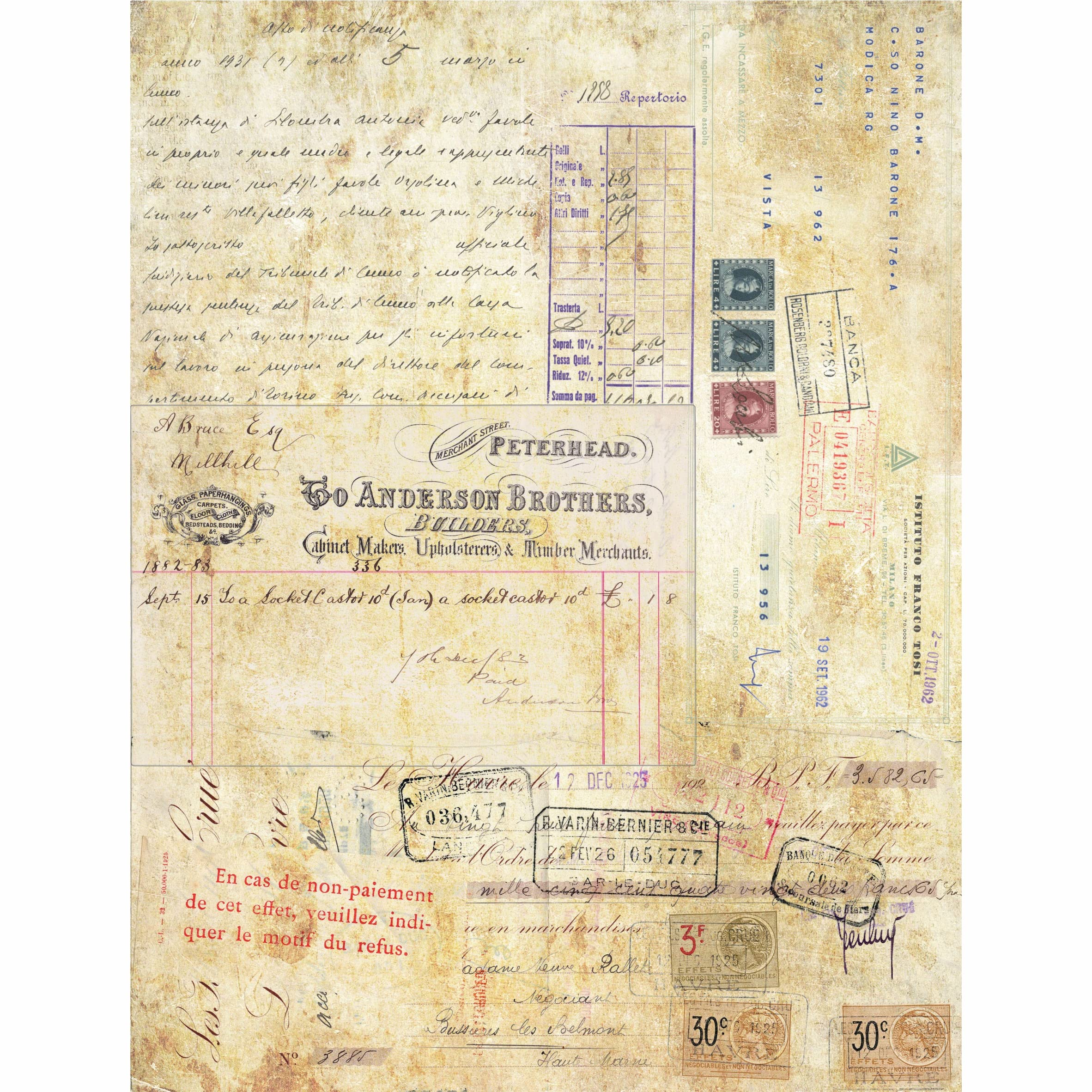 Carta Di Riso Di Gelso Per Decoupage - 6 Fogli 20,5x26,5 Cm, 30g/m², Con Stampe Floreali - Per Crafting, Collage E Tecnica Mista