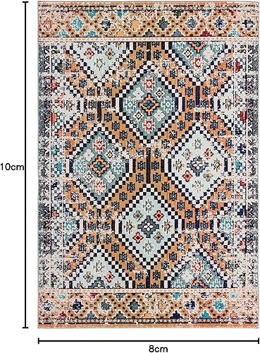 Vista 45 de Safavieh Madison Collection MAD418F - Alfombra de área con diamantes, Polipropileno, Azul Oscuro/Amarillo