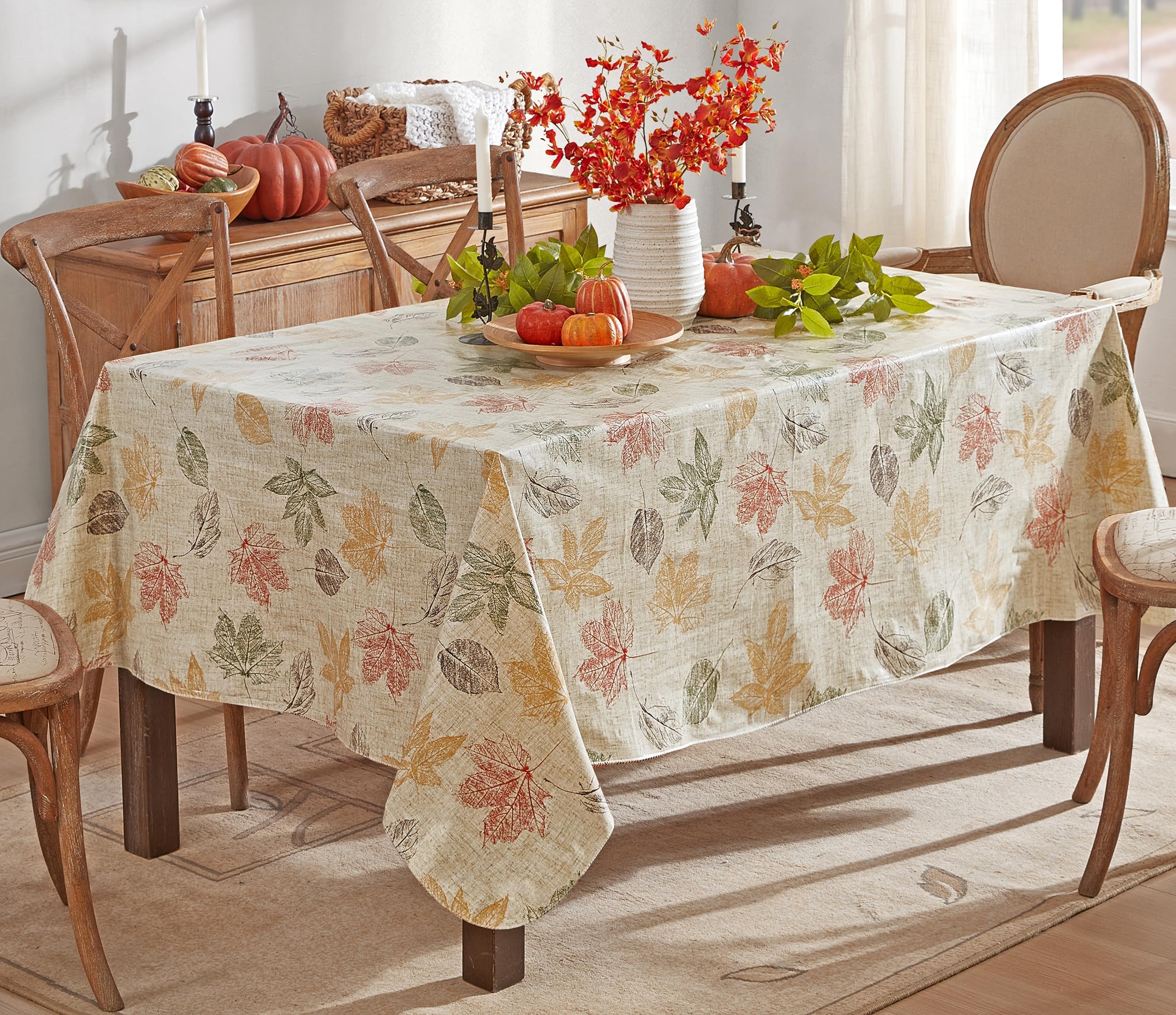 Amazon.com: Newbridge Stamped Abstract Autumn Leaves Print Vinyl ...
