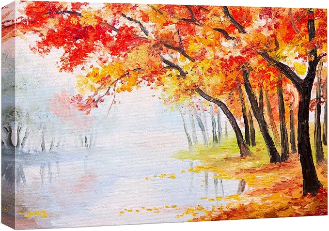Amazon.com: wall26 Canvas Print Wall Art Watercolor Effect Red & Orange ...