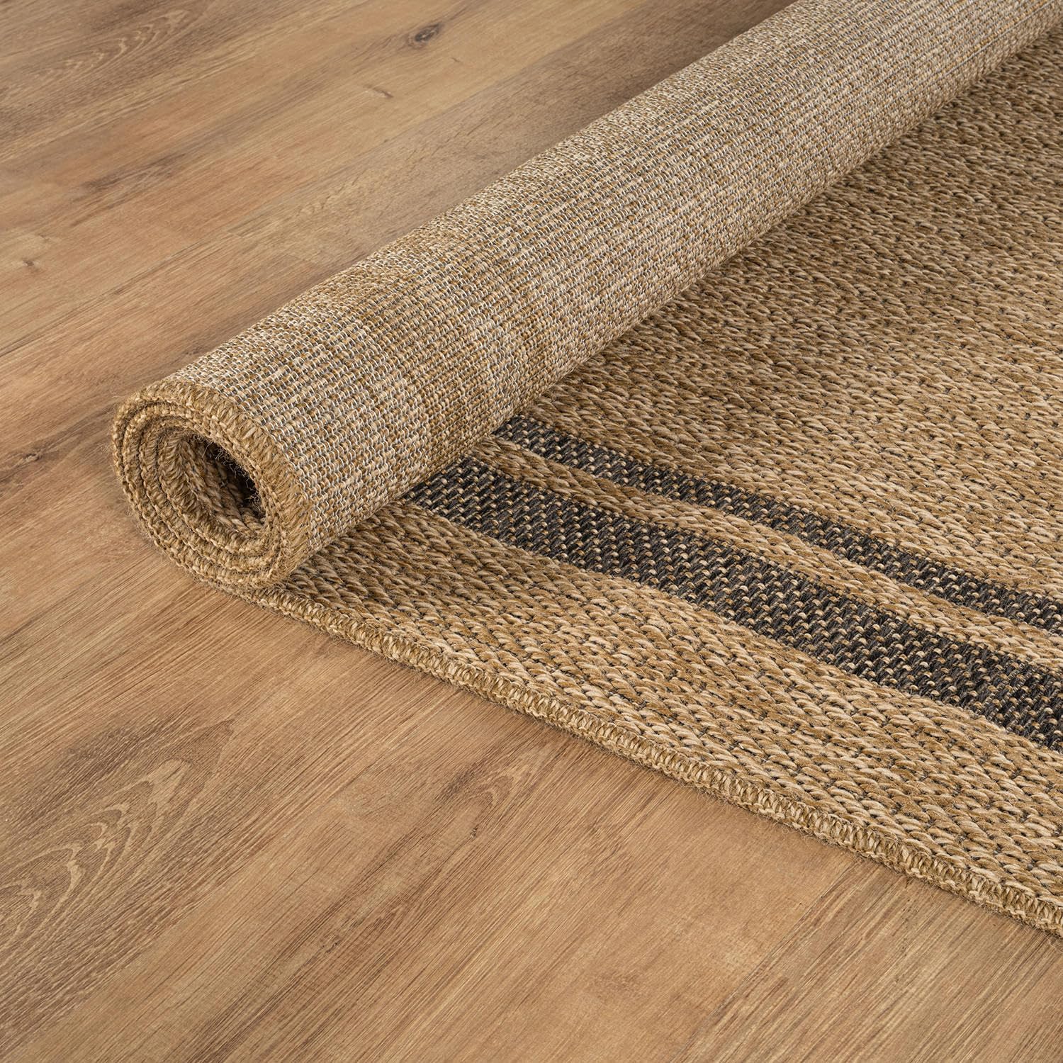 Beverly Rug Easy Jute Bordered Rug 5x7 Washable Durable Indoor Outdoor Area Rugs for Living Dining Room Patio Office Stain Resistant Non Shedding Casual Indoor Outside Carpet 5 x 7 Natural