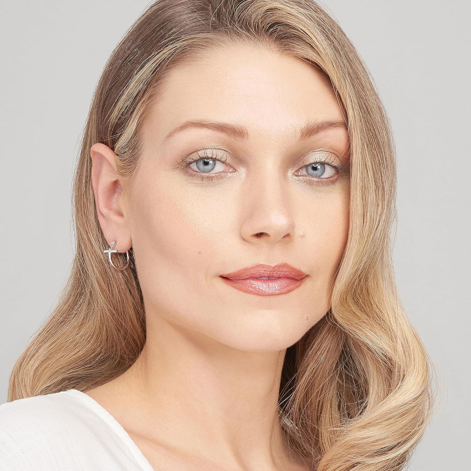 MORGAN & PAIGE .925 Sterling Silver Rhodium Plated Cross Circle Hoop Earrings or Small Stud Earrings for Women - Lightweight Dainty Sterling Silver Earrings, Hypoallergenic Religious Faith Jewelry - Image 4