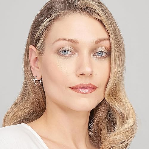 Miniatura 4 de 925 Sterling Silver Cross Circle Hoop or Stud Earrings