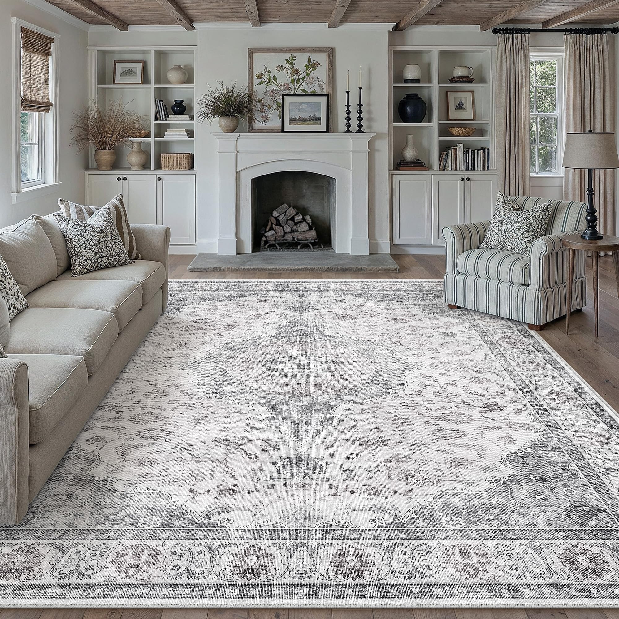 PureCozy Waschbarer Teppich Wohnzimmer Vintage Böhmischen Tepich