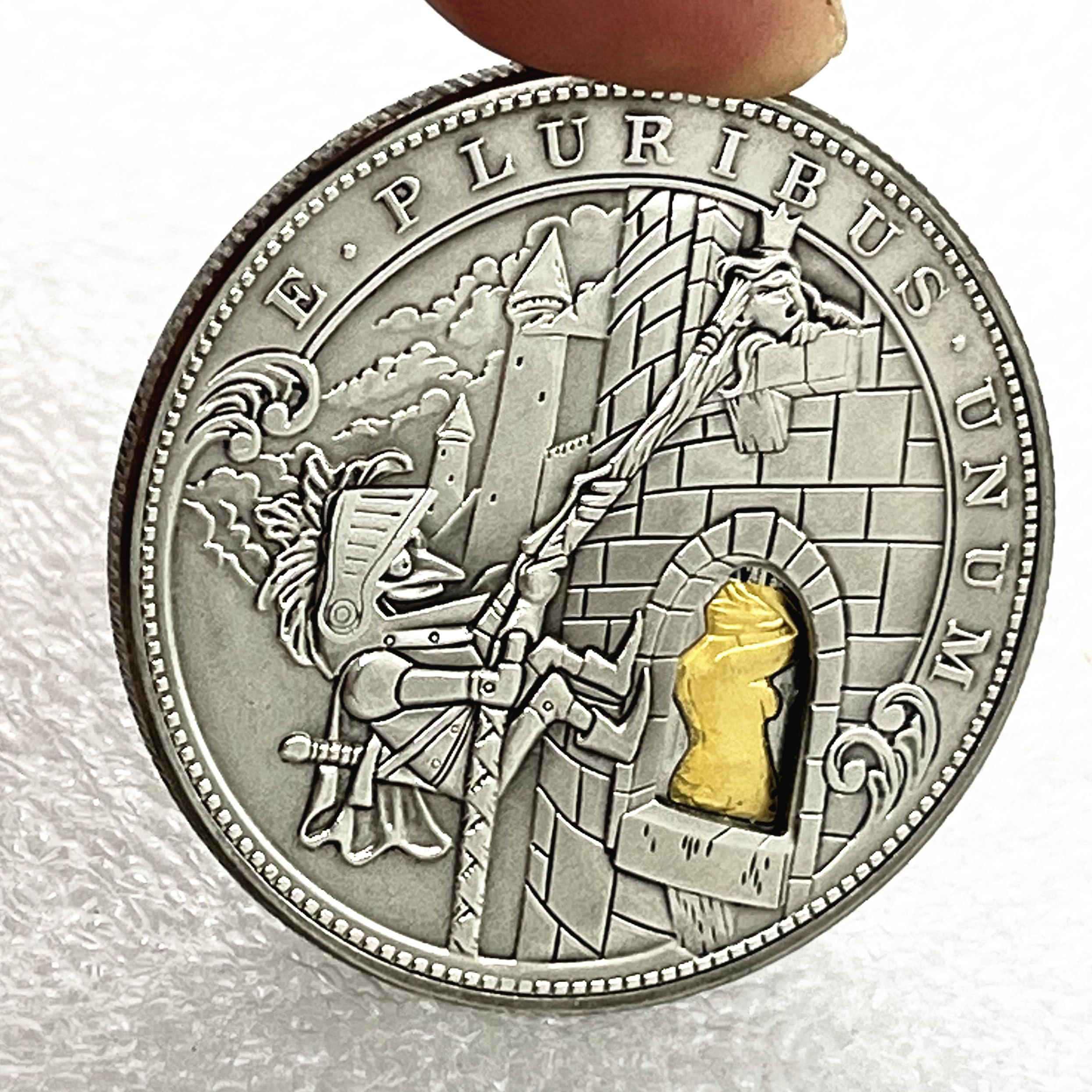 Mecanismo movible de monedas romanas Booteen Amazing Art 'Peeper' Hobo Nickel Morgan Dollar Magic Coleccionable Regalo creativo hecho a mano conmemorativo