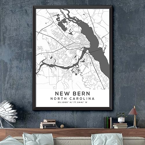 Miniatura 2 de Mapa de New Bern, Carolina del Norte, Light 2 (18x24)