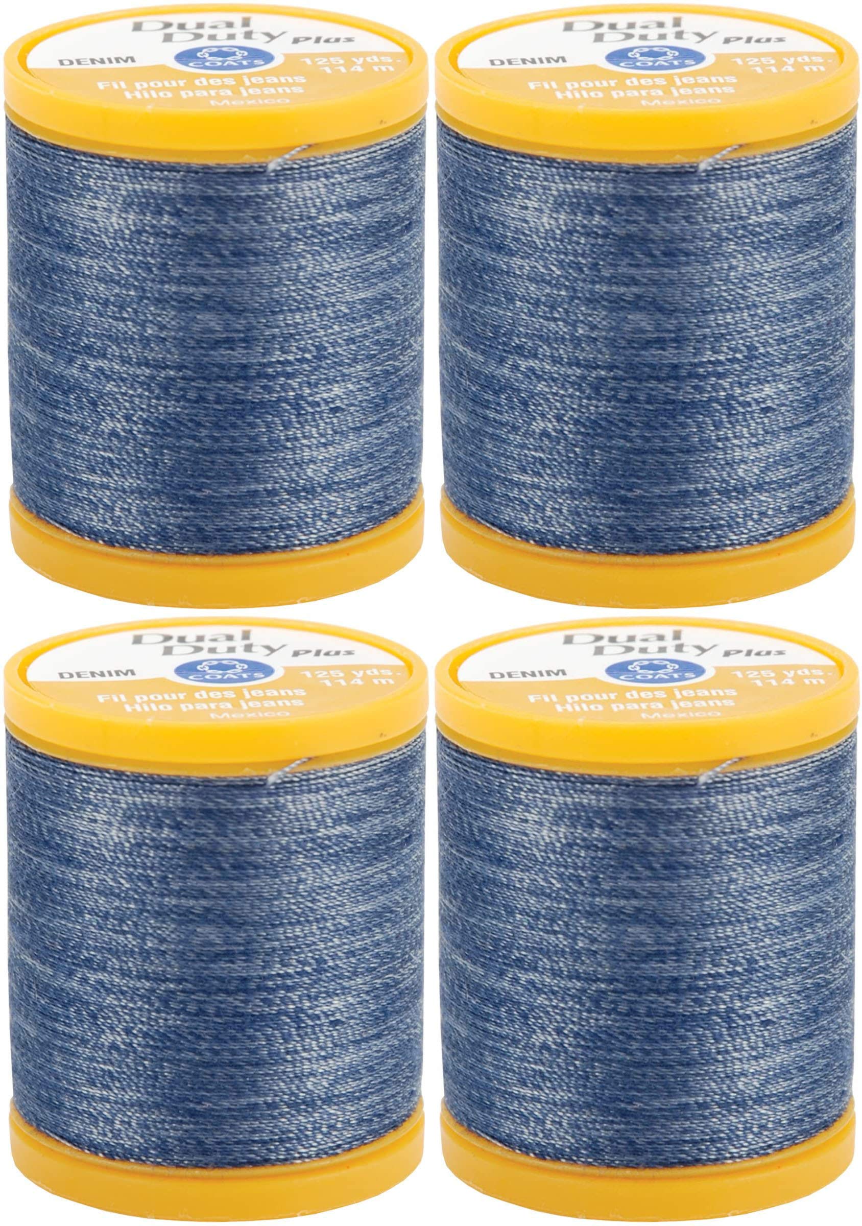 Coats & Clark S976-4665 Dual Duty Plus - Hilo de mezclilla, 125 yardas, azul mezclilla (paquete de 4)