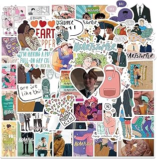 Heartstopper Stickers, 50Pcs Hot TV Series Heartstopper Stickers Packs for Teens Adult Girls, Dovipta Vinyl Waterproof Stickers for Phone Car Water Bottle Laptop Luggage Heartstopper
