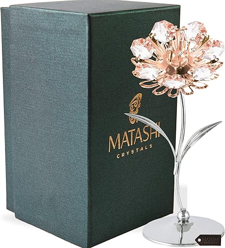 Matashi Figura de girasol con tachuelas de cristal cromado y oro rosa adorno de mesa regalo eterno decoración del hogar día de San Valentín