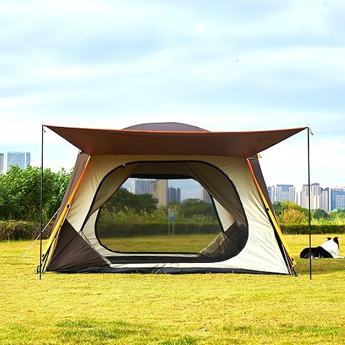 Miniatura 5 de KTT Extra Large Tent 12 Person,Awning Family Cabin Tents,2 Rooms,4 Doors and 4 Windows with Mesh,Straight Wall,Waterproof,Double Layer,Big Tent for