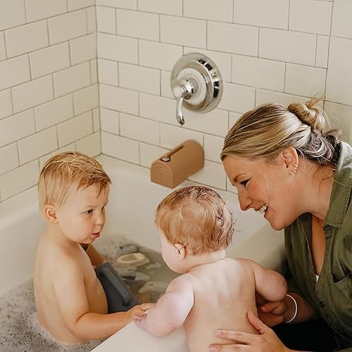 Vista 3 de mushie Bath Spout Cover Soft Silicone Bathtub Faucet Safety Guard for Kids Universal Fit (Natural)