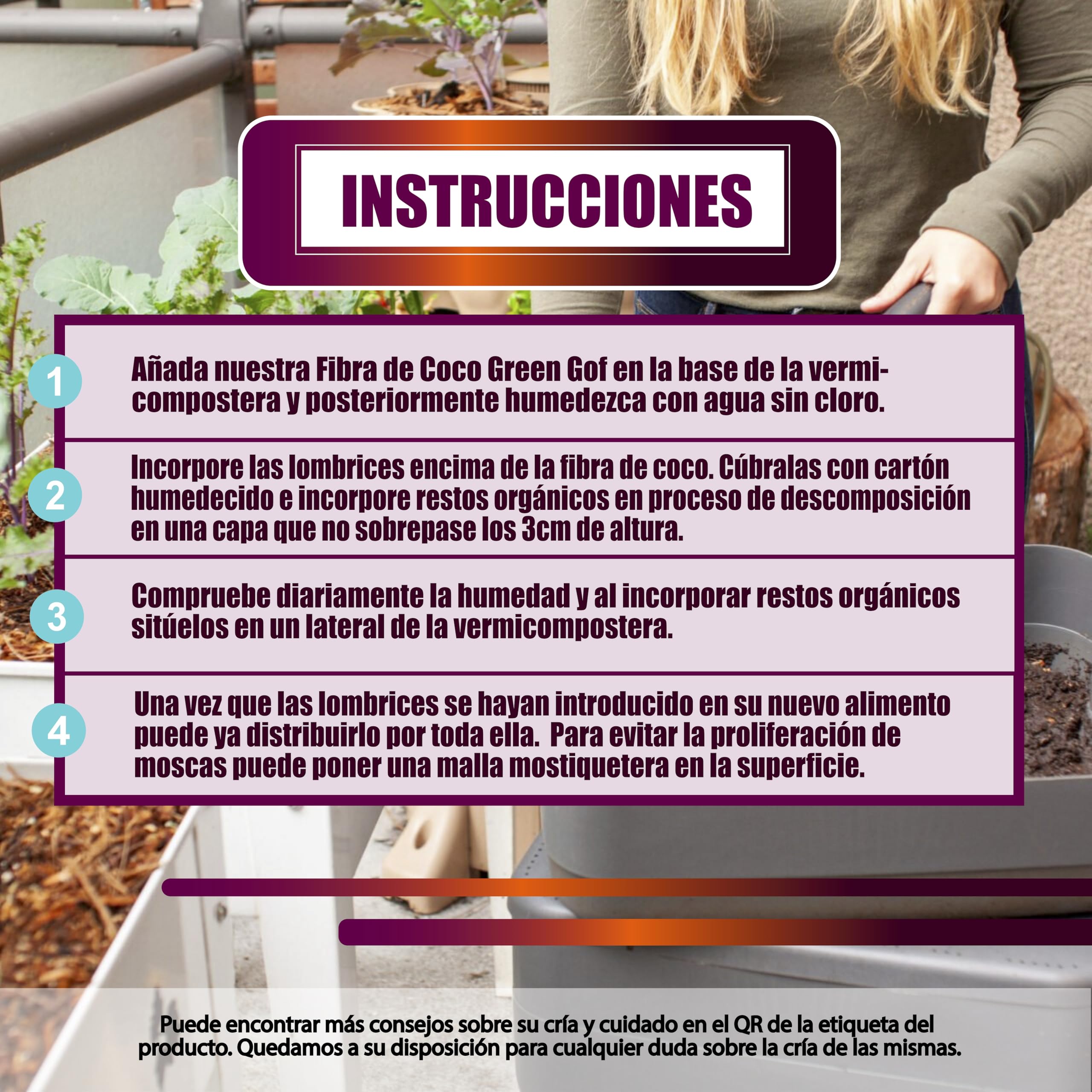 Lombriz Roja Californiana (Eisenia Foetida), 200 Unds - Seleccionadas a Mano - Formatos de 100, 200, 500 y 1000 Unds - Envíos de Lunes a Jueves - Servicio Frío 24H - Envase Compostable.