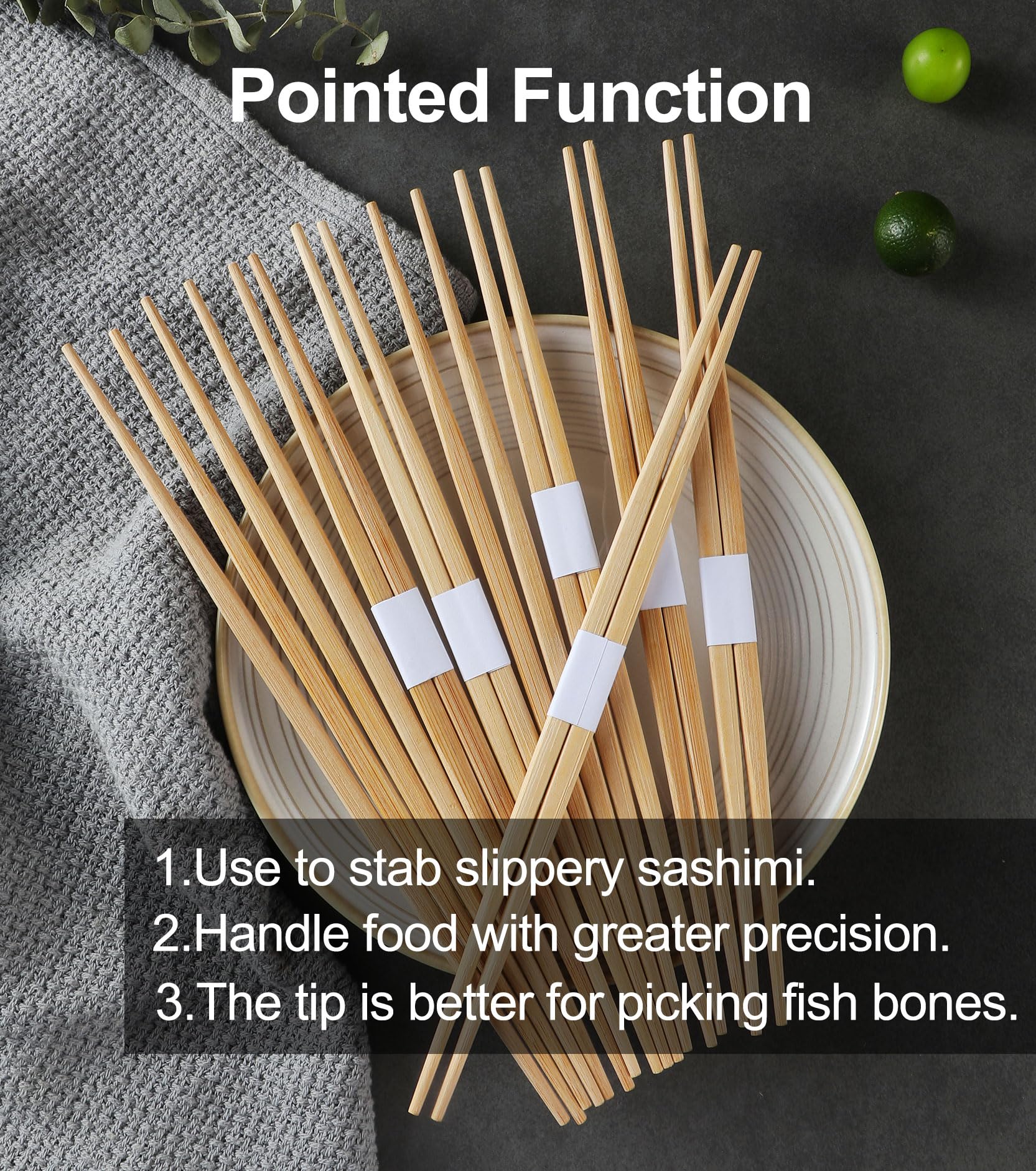 LOROTOCO 100Pairs Bamboo Chopsticks Disposable | Japanese | Sushi | Separated | Non Slip | Pointed Chopsticks-?9.45in?