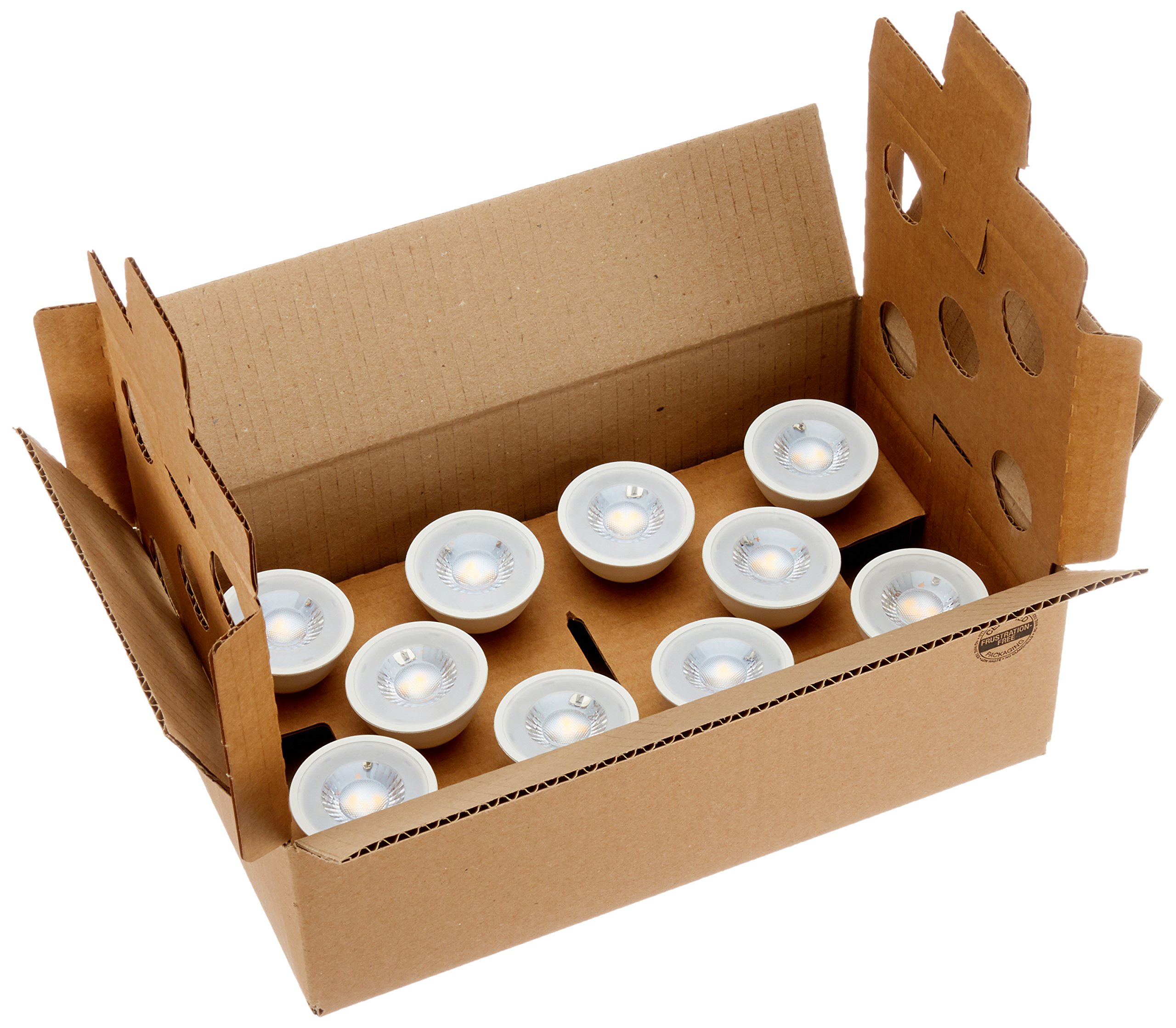 Amazon Basics Spot LED type GU10, 5.5W (équivalent ampoule incandescente de 50W), blanc chaud, dimmable, 10 Unité (Lot de 2)