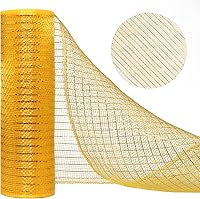 Vista 1 de Deco Mesh de 10 pulgadas x 30 pies, tela de malla metálica dorada, cinta de malla decorativa de Navidad, cinta de malla para decoración de coronas