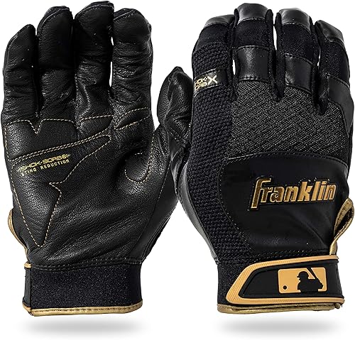 Vista 9 de Franklin Sports MLB - Guantes de bateo Shok-Sorb X para béisbol y sóftbol - Guantes de bateo acolchados sin picazón para adultos y jóvenes - Varias