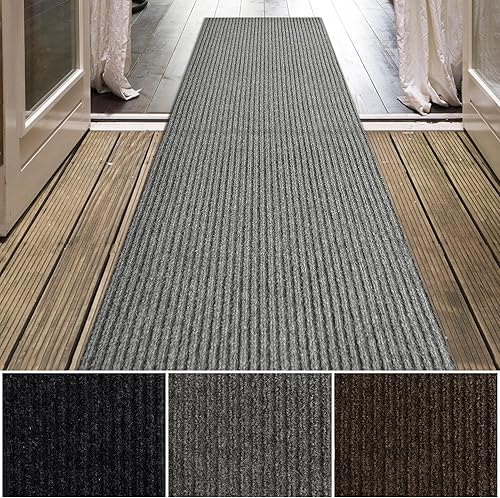 Alfombra de corredor iCustomRug para interioresexteriores, muchos tamaños disponibles, Carbón (dark charcoal)