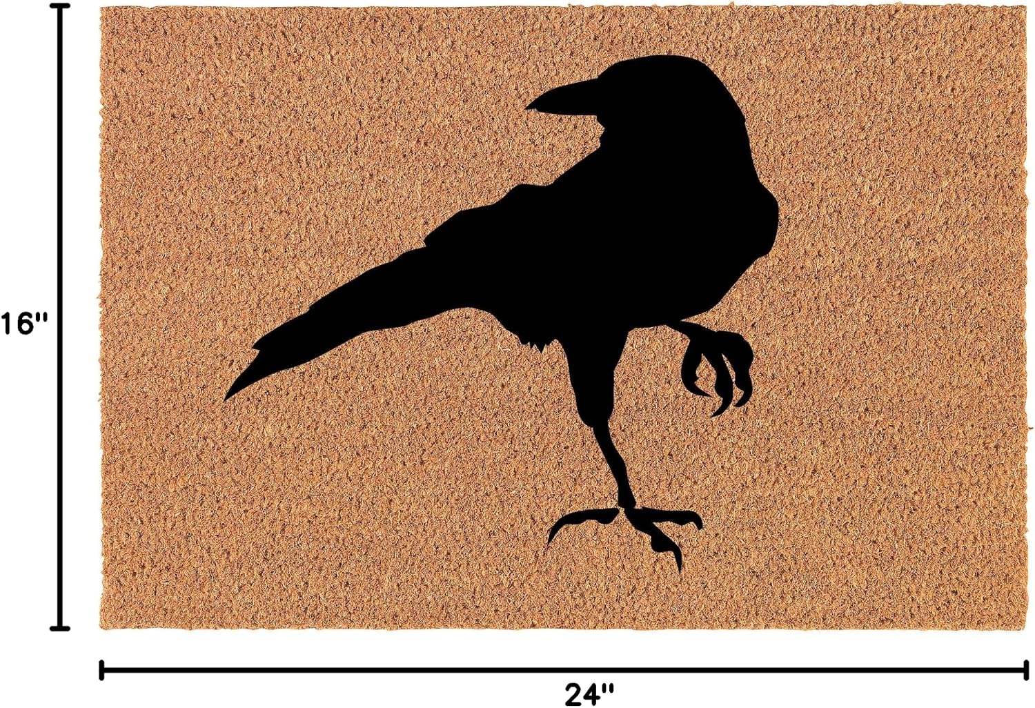 Coir Doormat Front Door Mat New Home Closing Housewarming Gift Crow Raven Blackbird (24" x 16" Small)