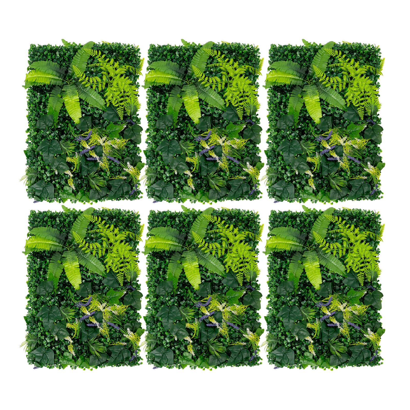 6 Stück Pflanzenwand Outdoor 40x60cm Kunstpflanzen Wand 2,1 kg | Lebensechte 3D-Blätter, Keine Montage, Kunststoff Wandbefestigung Künstliche Pflanzenwand, Für Zuhause & Gartendekoration