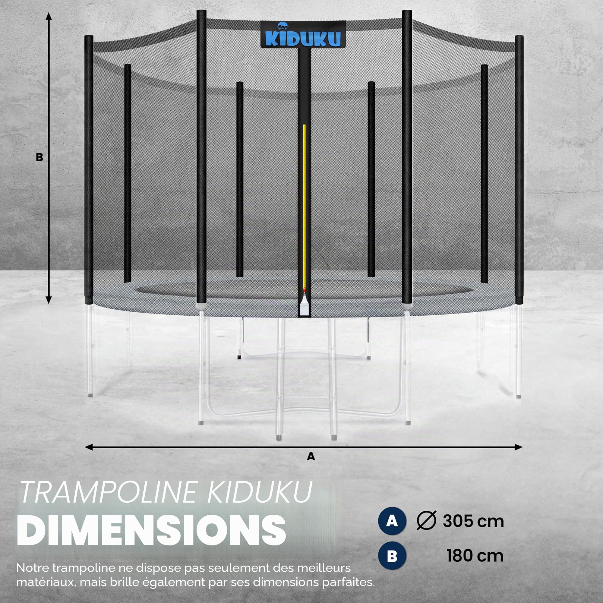 KIDUKU Filet de Remplacement pour Trampolines Filet de sécurité pour Trampolines Ø 244 305 366 427 cm
