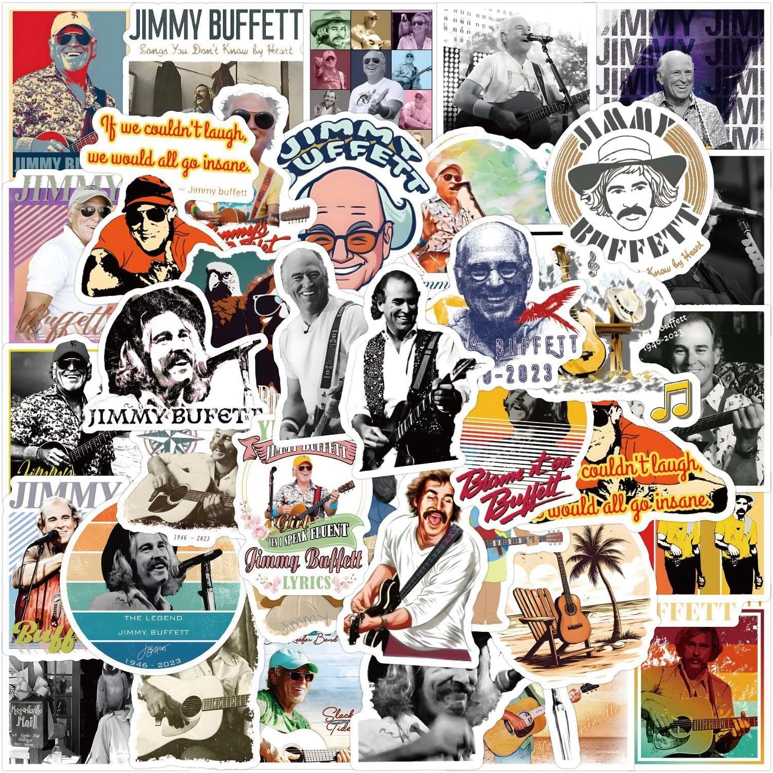 60pcs Jimmy Stickers Decals, Famous Singer Waterproof Vinyl Stickers for Laptop Water Bottles Notebook Phone Skateboard Car Guitar Bike Luggage