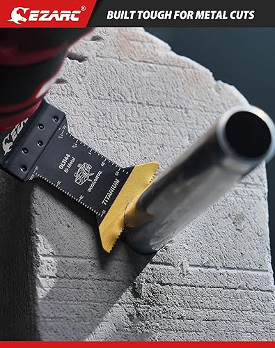 Miniatura 12 de EZARC Juego de 4 hojas de sierra oscilante de titanio, cuchillas multiherramienta de corte por inmersión para tornillos de uñas de metal y madera