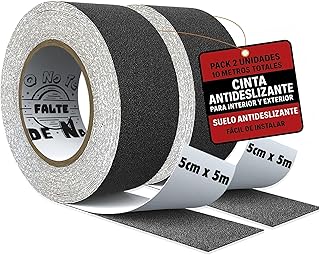 Cinta antideslizante negra pack 2 rollos 5cm x 5m total 10 metros cinta antideslizante escaleras suelos y rampas protecc...