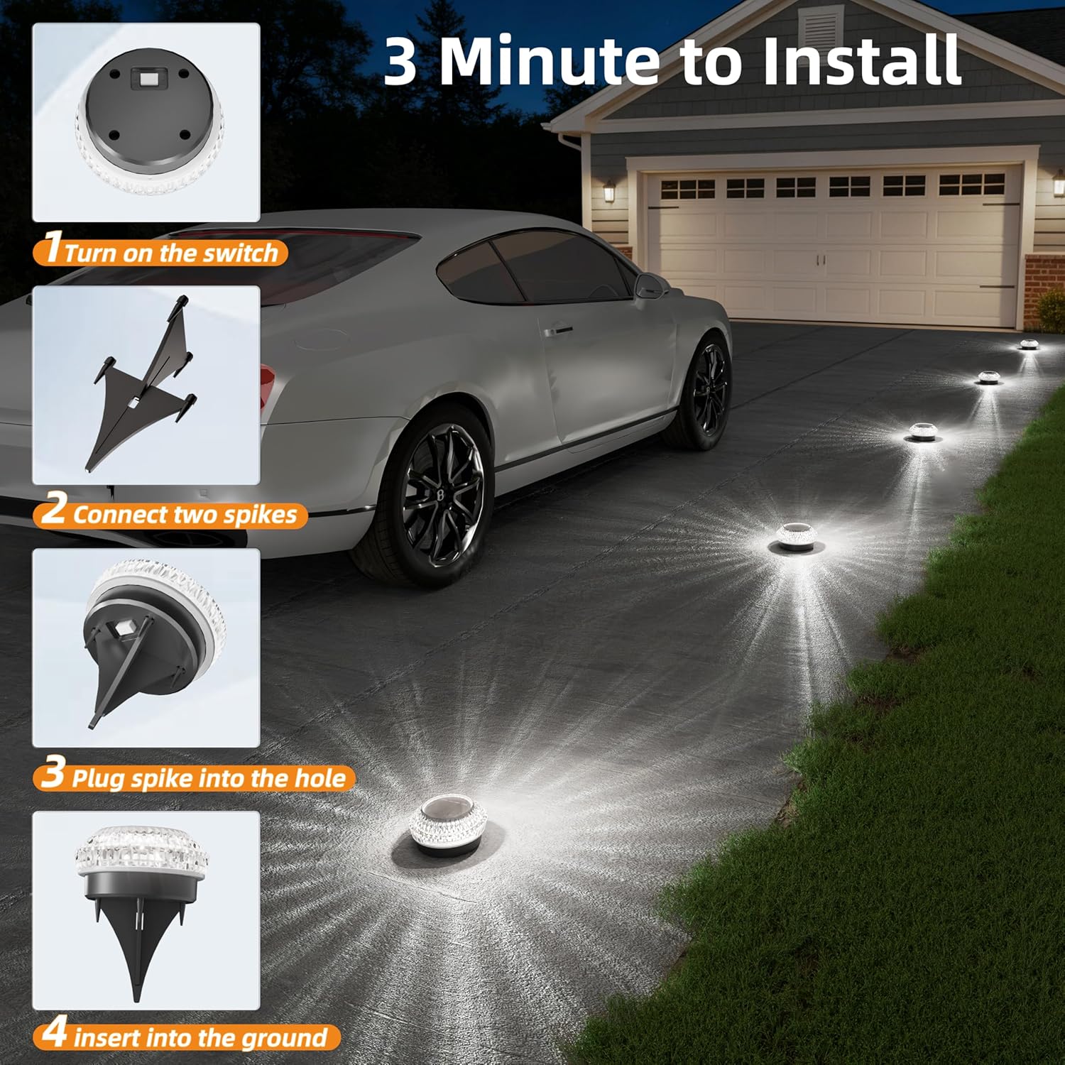 VOLISUN Solar Ground Lights Outdoor,8 Pack Flat Solar Pathway Lights,IP67 Waterproof Solar Powered Disc Lights,Landscape Lighting for Garden Yard Walkway Patio Driveway,Cool White