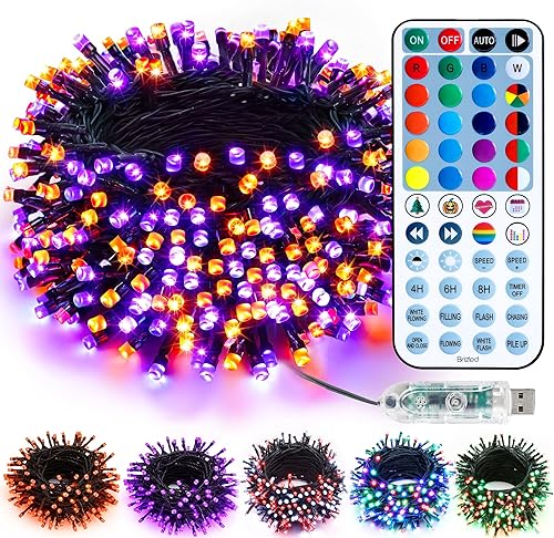Brizled Luces LED de Navidad que cambian de color, cadena de 100 luces con control remoto, luces decorativas RGB regulables para corona de Navidad y