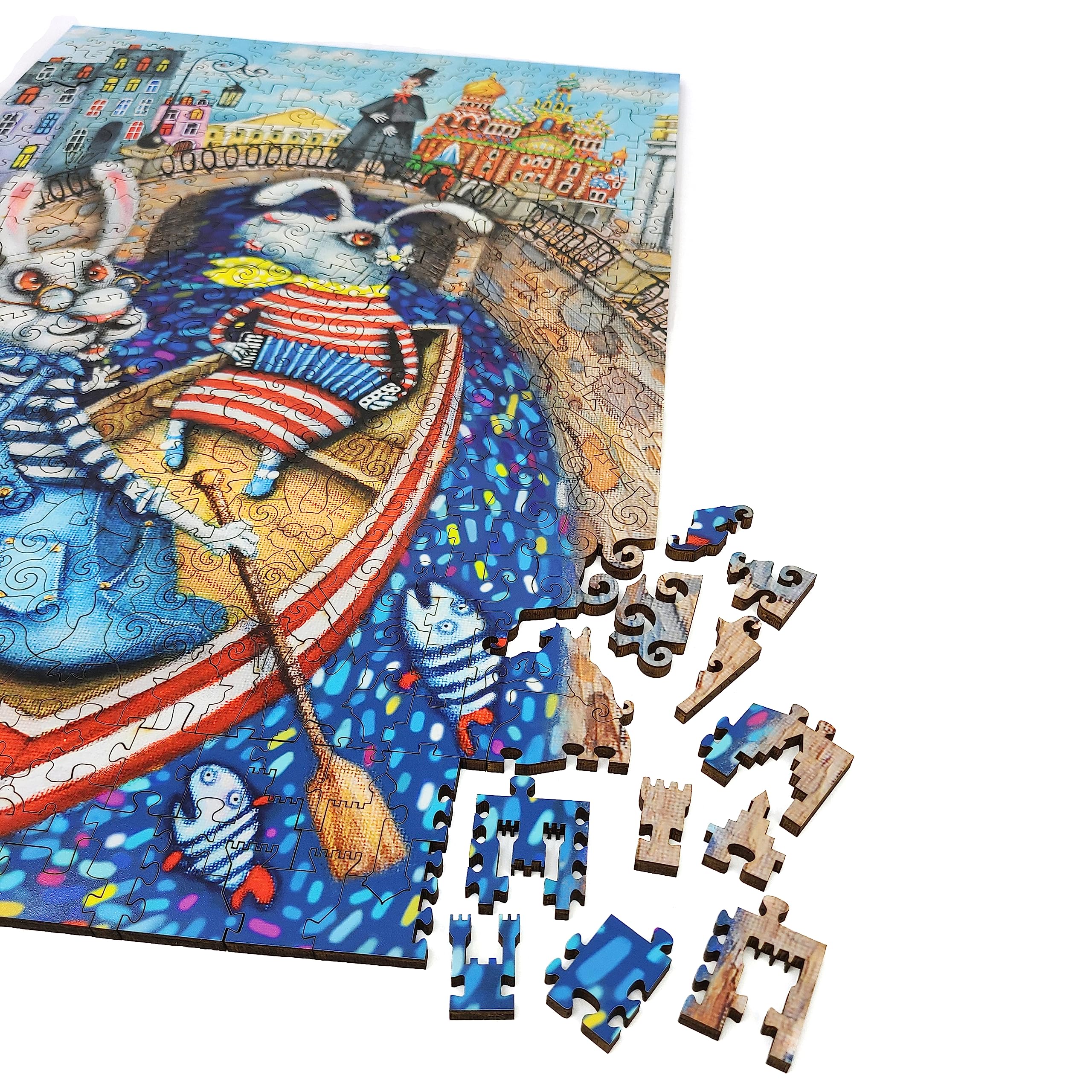 FoxSmartBox - Puzzle in legno per adulti, forma unica, 405 pezzi, motivo: amanti del fiume