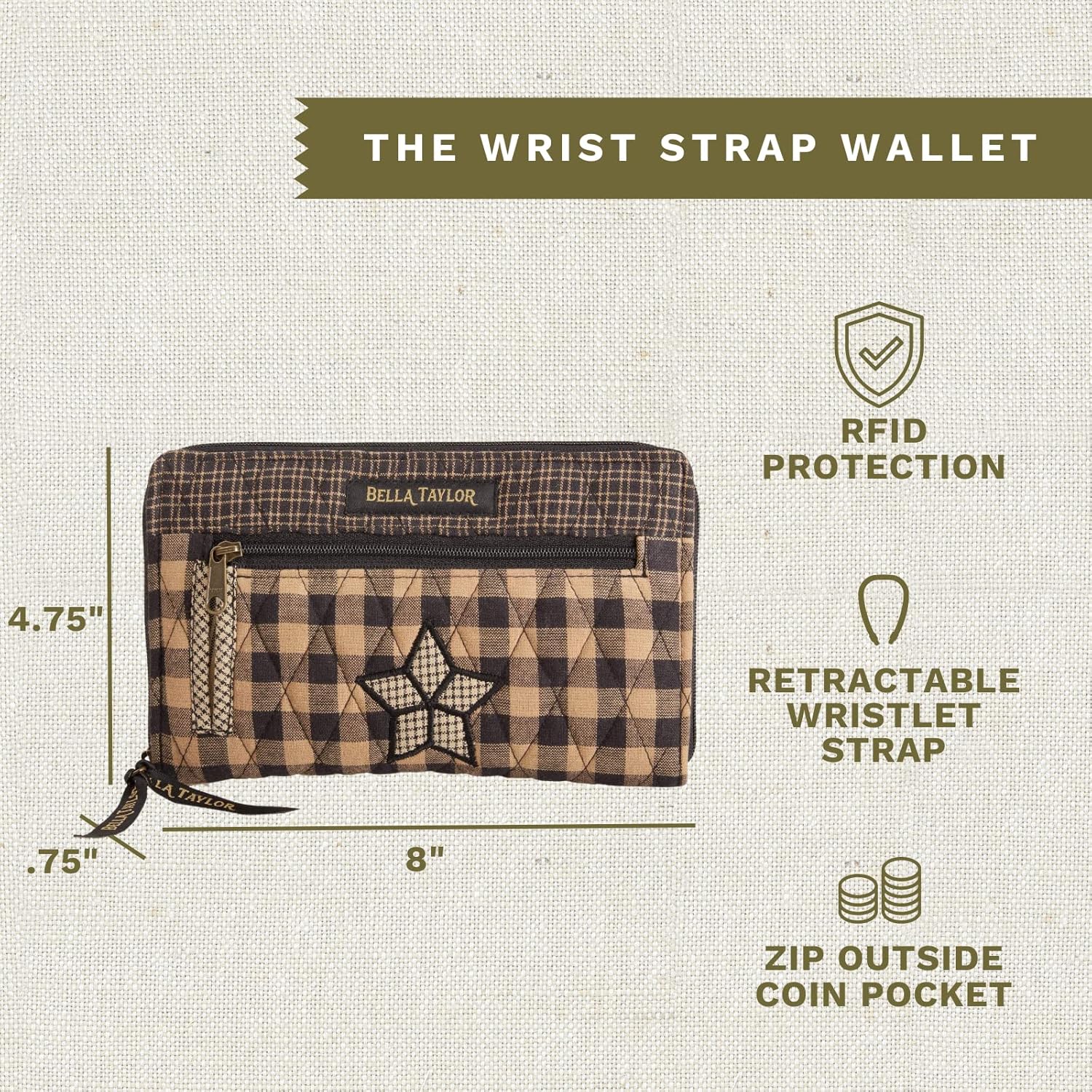 Bella Taylor Wrist Strap Wallet for Women | Multi Card Zip Around Wallet with RFID Protection and Wristlet Strap - Image 3