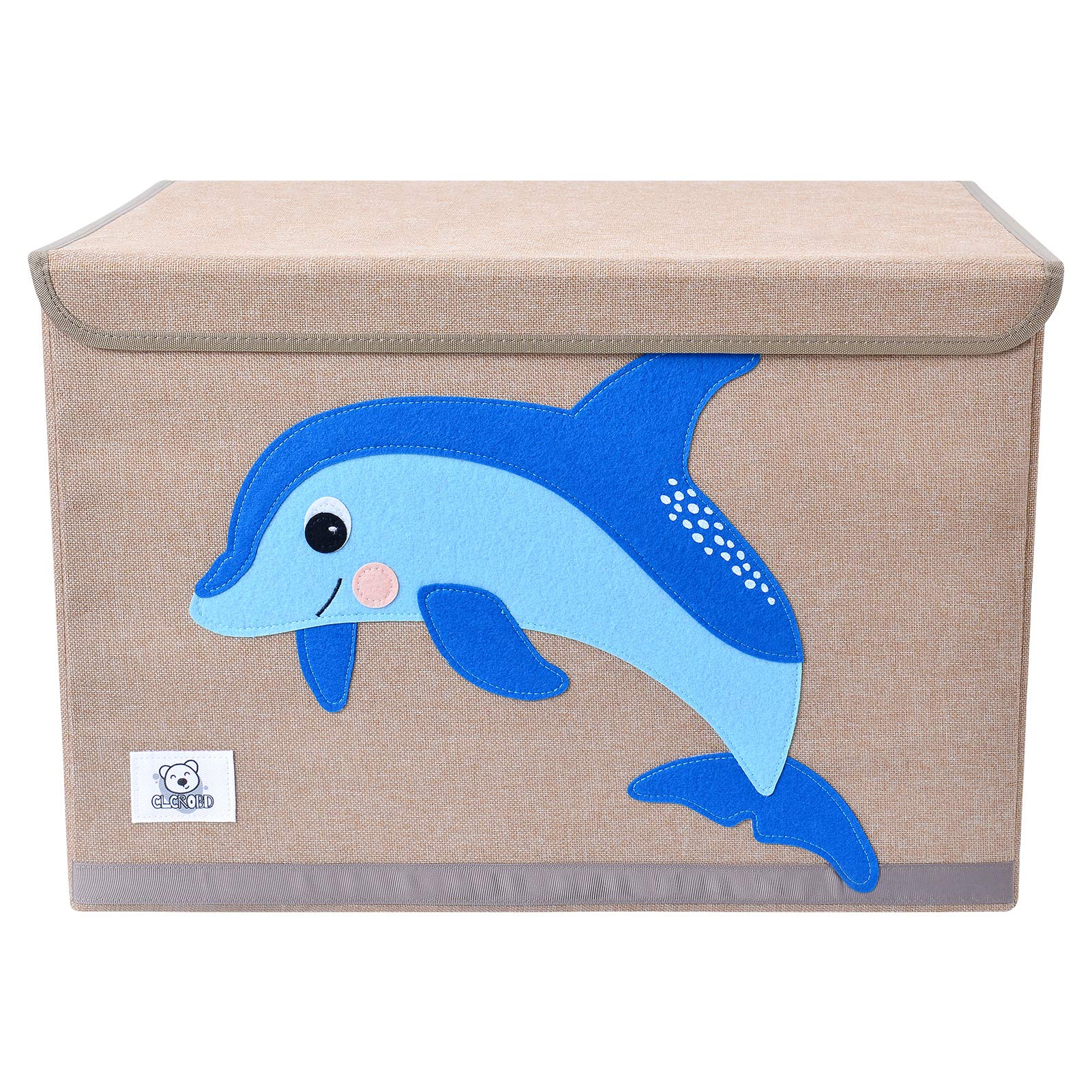 Foldable Kids Large Toy Chest with Flip-Top Lid, Collapsible Fabric Animal Toy Storage Organizer/Bin/Box/Basket/Trunk for Toddler, Children and Baby Nursery (Dolphine)