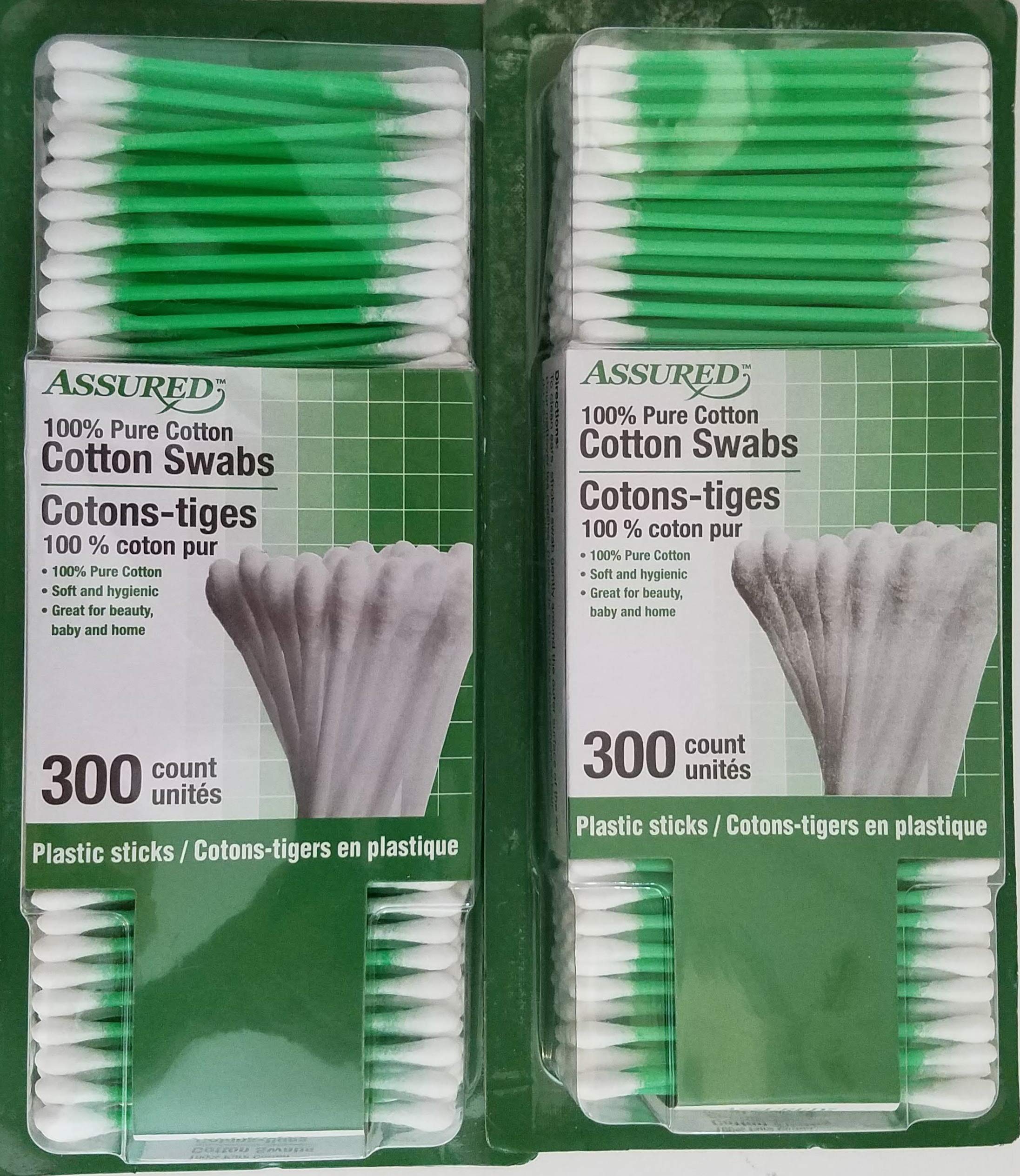Double Tip 100% Pure Cotton Swabs 300 Tips/Pk Select Color 2 Packs (Green)