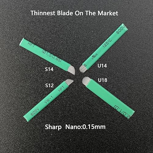 Miniatura 6 de 14U 30 agujas de microblading nano 0.006 in más delgada del mercado, aguja manual de maquillaje permanente para tatuaje de cejas con fecha