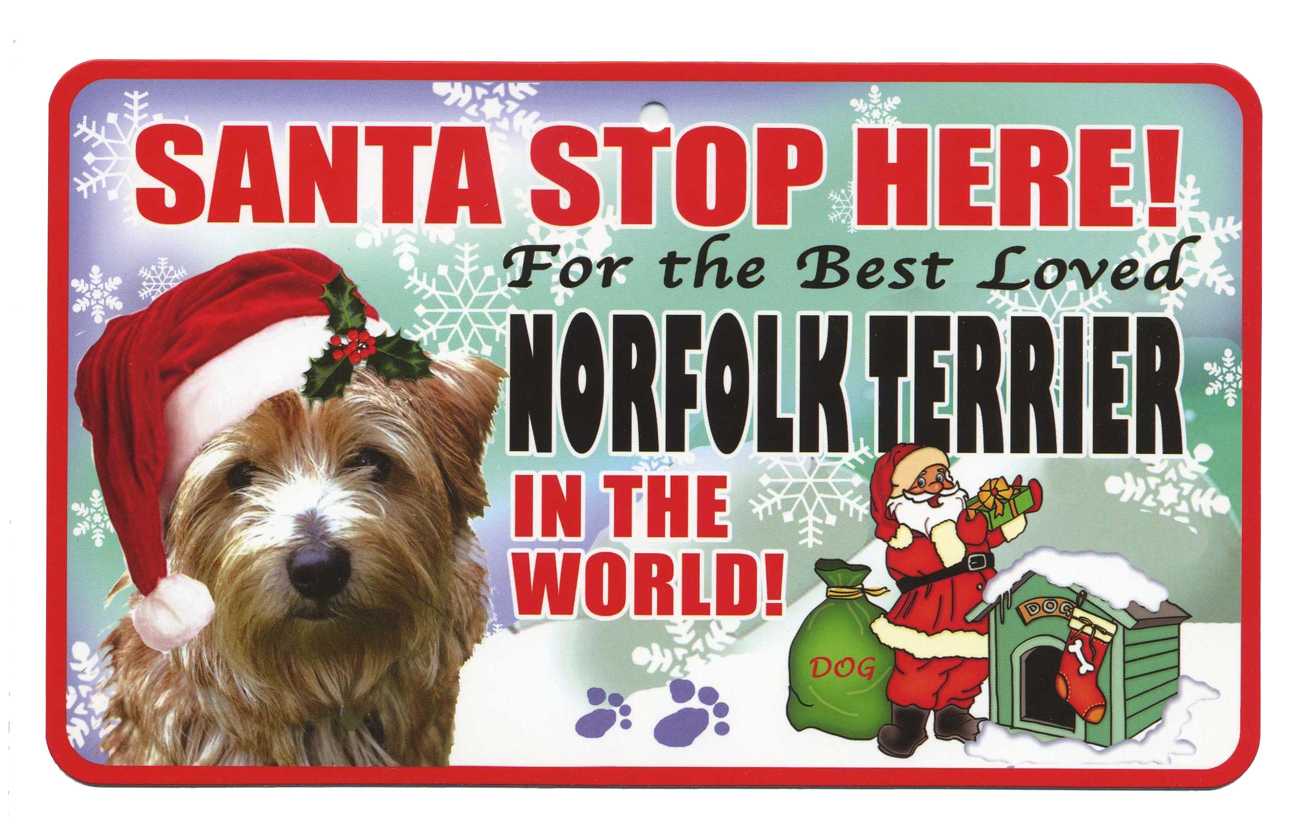 Instant Gifts Pet Santa Signs Norfolk Terrier Santa Stop Here Pet Sign