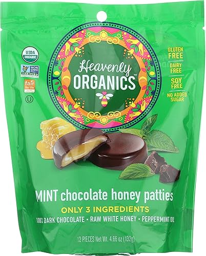 Heavenly Organics Honey Patty - Bolsa orgánica de chocolate y menta, 4.66 oz