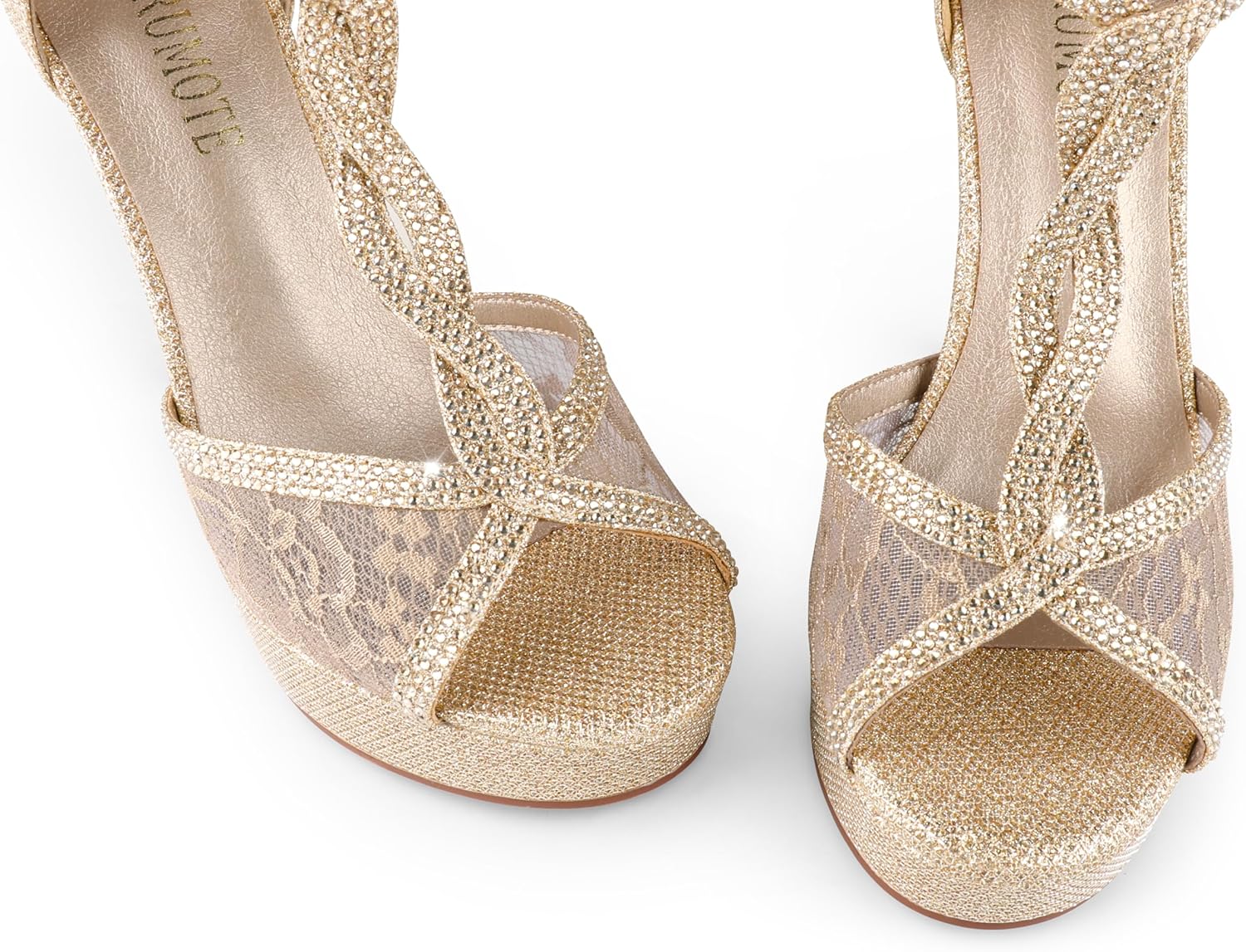 MERUMOTE Women's Peep Toe Platform 5 inch Stiletto Heels Ankle Strap Lace Heels Sexy Prom Shoes - Image 7