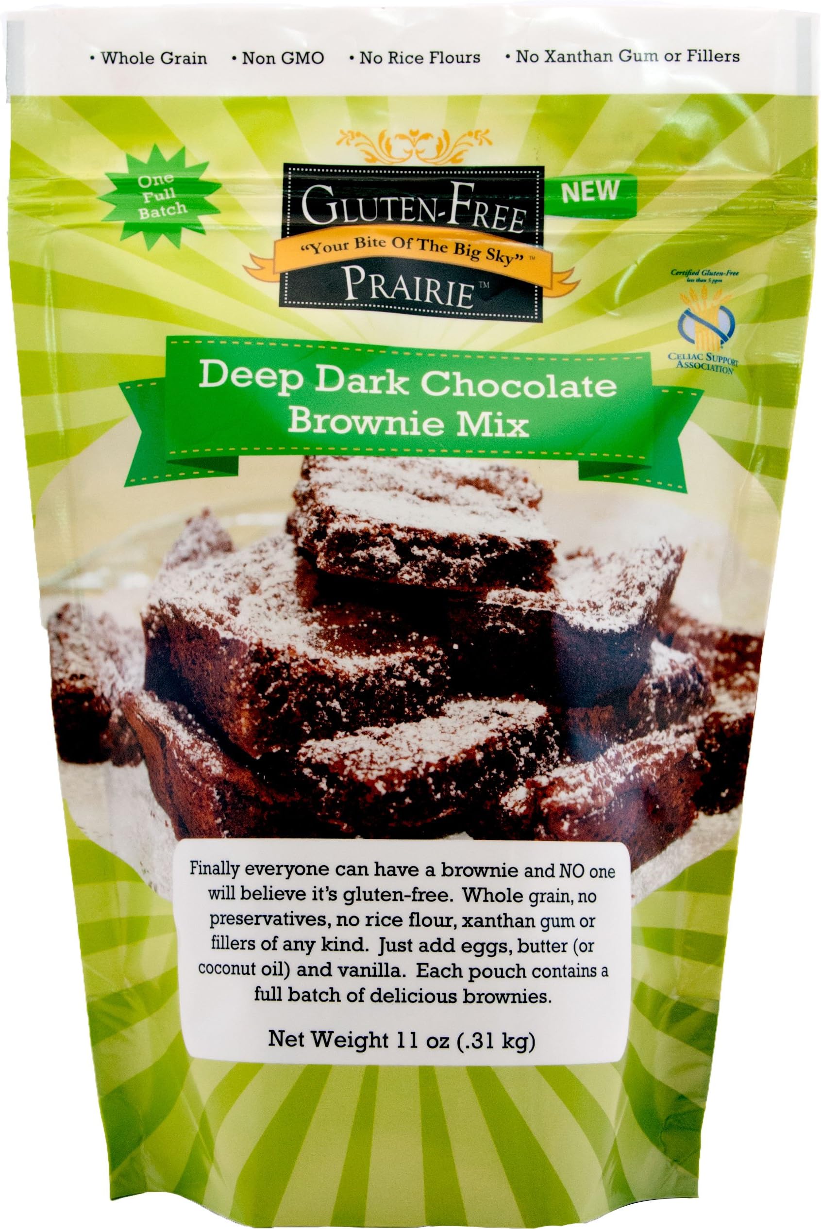 Gluten-Free Prairie Deep Dark Chocolate Brownie Mix, Certified Gluten Free Purity Protocol, Non-GMO, 11 Ounces (Pack of 2)