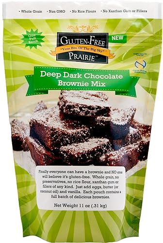 Mezcla de brownie de chocolate oscuro profundo de Prairie sin gluten, protocolo de pureza certificado sin gluten, sin OMG, 11 onzas